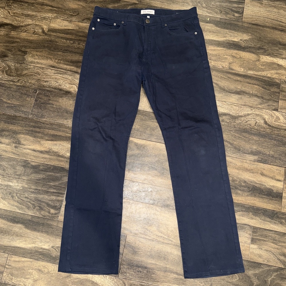 DL1961 Stretch Denim Twill Vince Casual Straight Fit Pants Men's Size 36x33 Navy